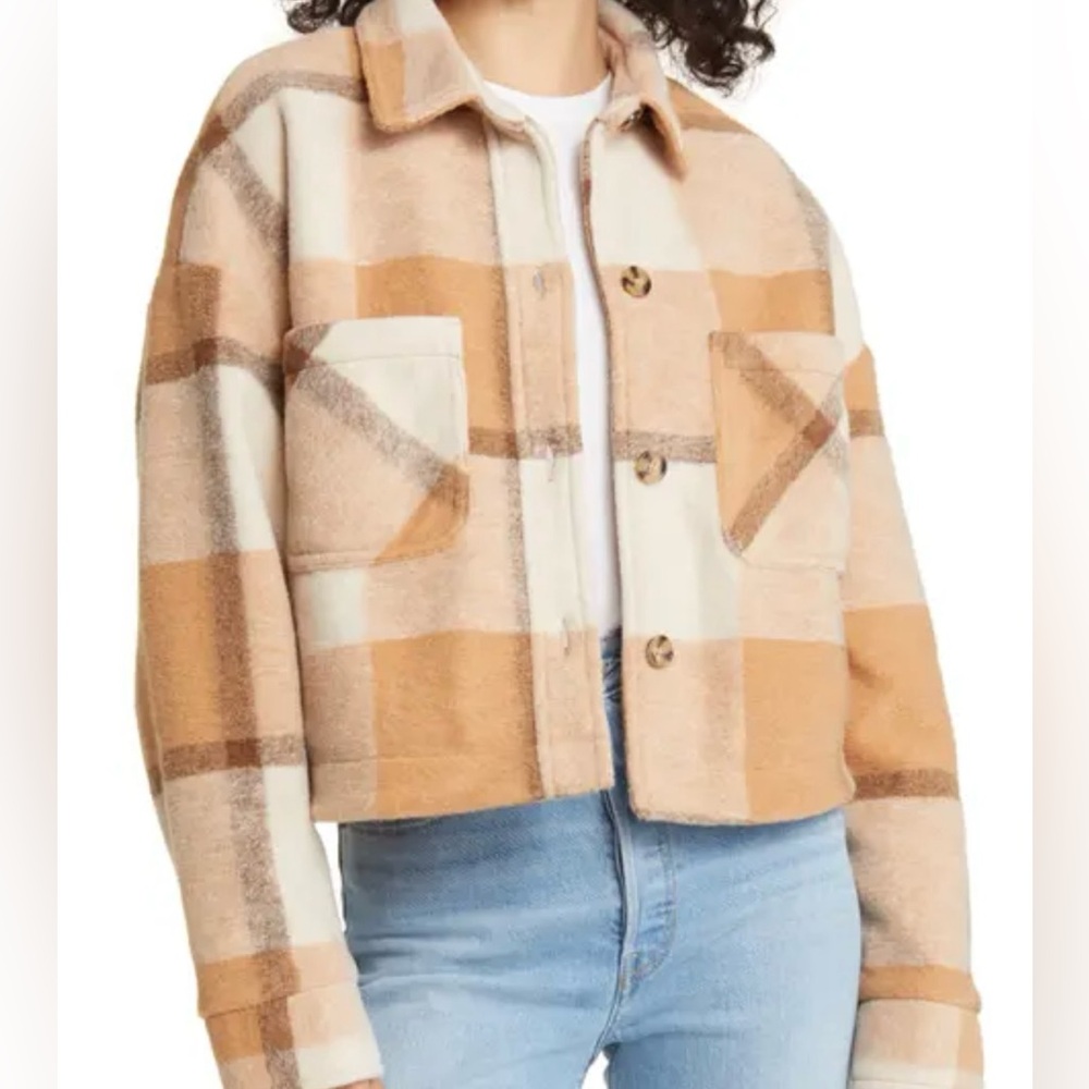 For The Republic Boxy Plaid Flannel Jacket